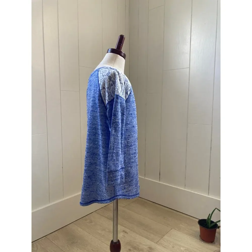 Justice Blue and Lace Lightweight Pullover Sweater, Size 12